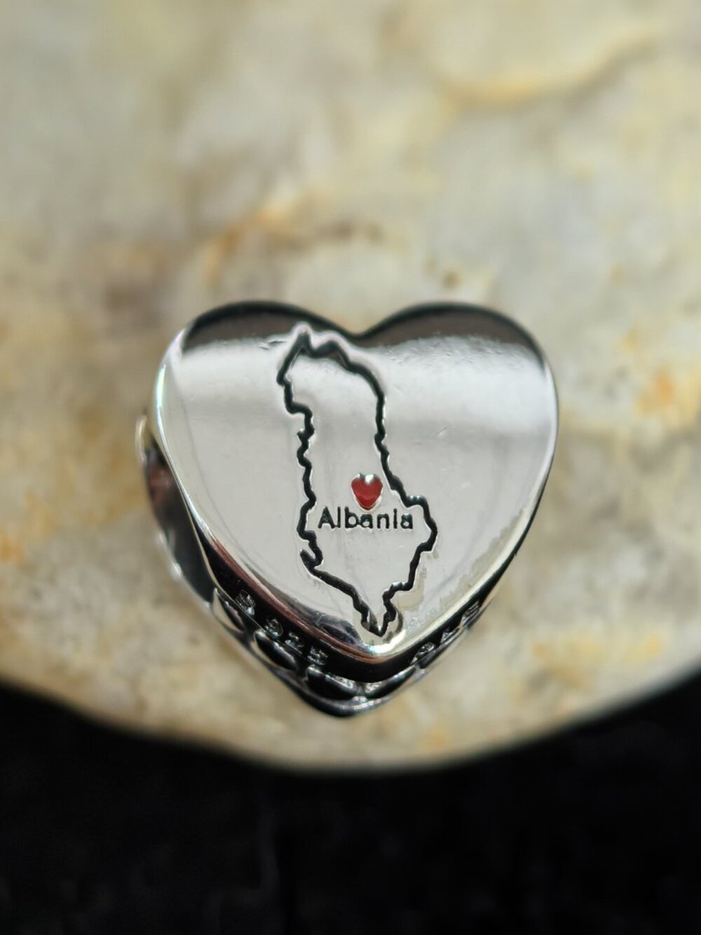 Pandora I Love Republic of Albania Exclusive Heart Charm, S925 Silver (Women's)